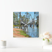 Pelicans Sunbaking River Murray, Wall Clock Vierkante Klok (Huis)