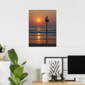 Pelicans Sunrise Ocean Daytona Beach FL Poster (Thuiskantoor)