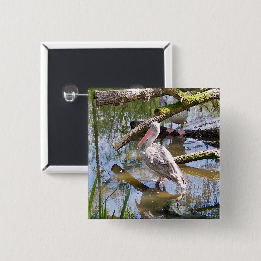 PELICANS VIERKANTE BUTTON 5,1 CM (Voorkant /achterkant)