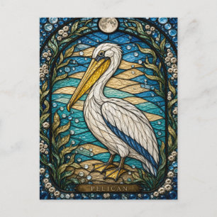 Pelikaan, Baai Schelp Glas-in-lood Briefkaart