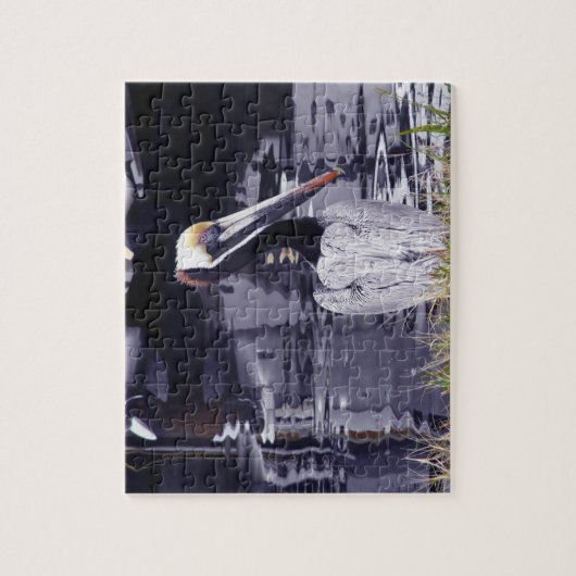 Pelikaan bij het water legpuzzel (Verticaal)