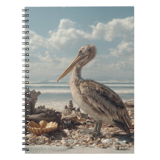 Pelikaan bij Seashell Shore Notitieboek (Voorkant)