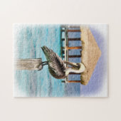 Pelikaan Blauwe Water Tropisch Eiland Legpuzzel (Horizontaal)