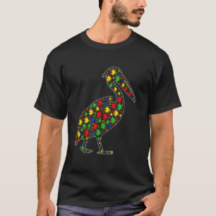 Pelikaan Dieren Puzzelstukken Autisme Bewustzijn T-shirt