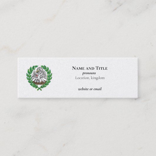 Pelikaan en laurierkrans mini visitekaartje (Voorkant)