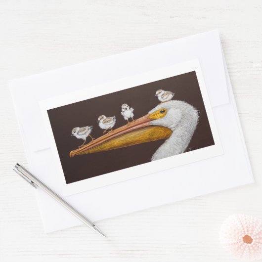 Pelikaan en plovers stickers (Envelop)