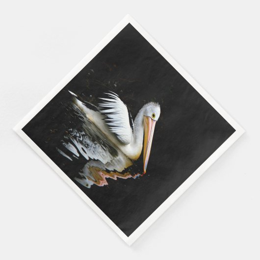 Pelikaan, grote witte vogel, servet (Hoek)