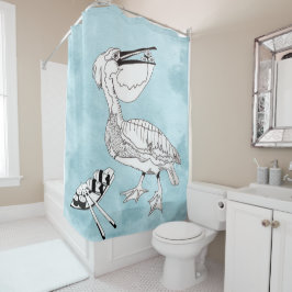 Pelikaan houdt van sushi douchegordijn