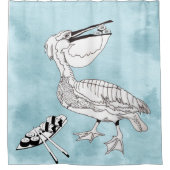 Pelikaan houdt van sushi douchegordijn (Voorkant)