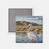 Pelikaan in het Antelope Island State Park in Utah Magneet (Voorkant / Achterkant)