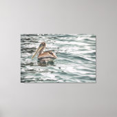 Pelikaan in het water canvas afdruk (Voorkant)