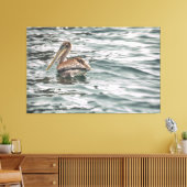 Pelikaan in het water canvas afdruk (Insitu (Woonkamer))