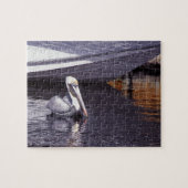 Pelikaan in het water legpuzzel (Horizontaal)