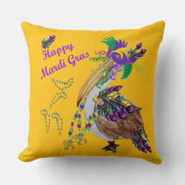 Pelikaan Mardi Gras-feestdecoratie Kussen