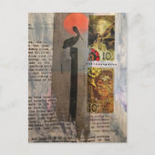 Pelikaan mixed media collage briefkaart (Voorkant)