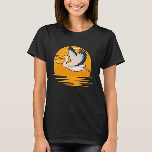 Pelikaan Ontwerp Retro Vogel Certificaat T-shirt (Voorkant)