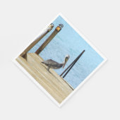 Pelikaan op de pier, Curaçao, Caraïben, Luncheon Servetten (Hoek)