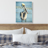 Pelikaan op een strand van Florida Canvas Afdruk (Insitu (Slaapkamer))