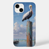 Pelikaan op een verweerde dockpaal Case-Mate iPhone case (Achterkant)