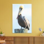 Pelikaan op pyloon canvas afdruk (Insitu (Woonkamer))