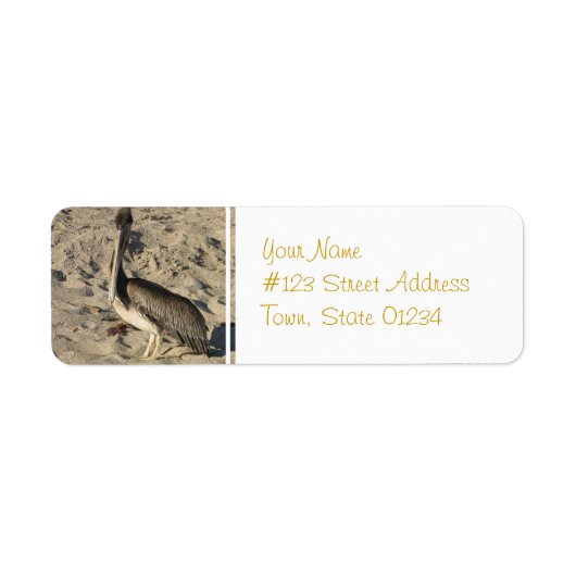 Pelikaan op strand Mailing Labels (Voorkant)