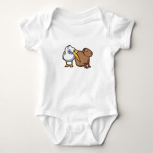 Pelikaan probeert Capybara Funny Meme te eten Romper