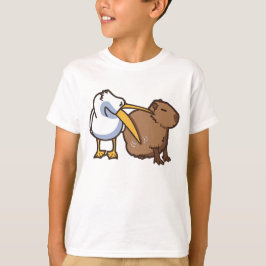 Pelikaan probeert Capybara Funny Meme te eten T-shirt