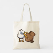 Pelikaan probeert Capybara Funny Meme te eten Tote Bag (Achterkant)