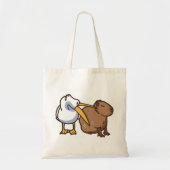 Pelikaan probeert Capybara Funny Meme te eten Tote Bag (Voorkant)