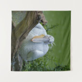 Pelikaan sereniteit Een boeiende blik Wandkleed (Voorkant (horizontaal))