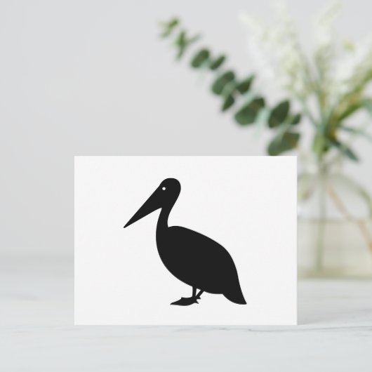 Pelikaan silhouet op wit briefkaart (Staand voorkant)