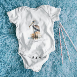 Pelikaan staand op een paal waterverf romper