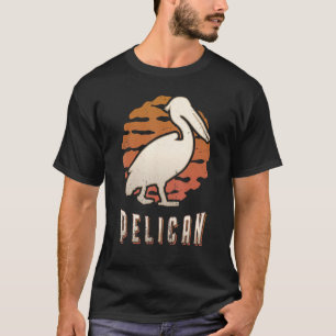 Pelikaan Vintage Retro Klassiek Dier Zonsondergang T-shirt