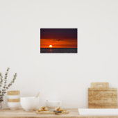 Pelikaan vliegt bij zonsondergang poster (Keuken)