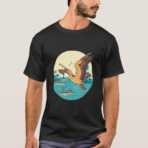 Pelikaan Vogel Eiland Boot Visvangst Tropische Vog T-shirt
