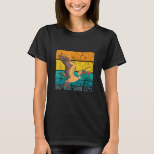 Pelikaan Vogel Vintage Retro Visvangst Tropische V T-shirt