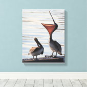 Pelikaan Vogels Wildlife Dieren Strand Canvas Afdruk (Insitu (Houten vloer))