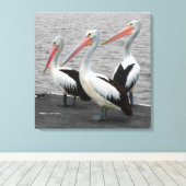 Pelikaan Zee Vogel Minimalistische Kleur Pop Fotog Canvas Afdruk (Insitu (Houten vloer))