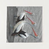 Pelikaan Zee Vogel Minimalistische Kleur Pop Fotog Wandkleed (Voorkant (horizontaal))