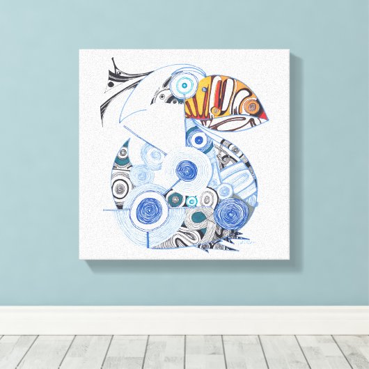 Pelikaancanvas Canvas Afdruk (Insitu (Houten vloer))