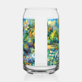 Pelikaanvogel in Wonderland Bloemen gepersonalisee Blikvorm Glas (Links)