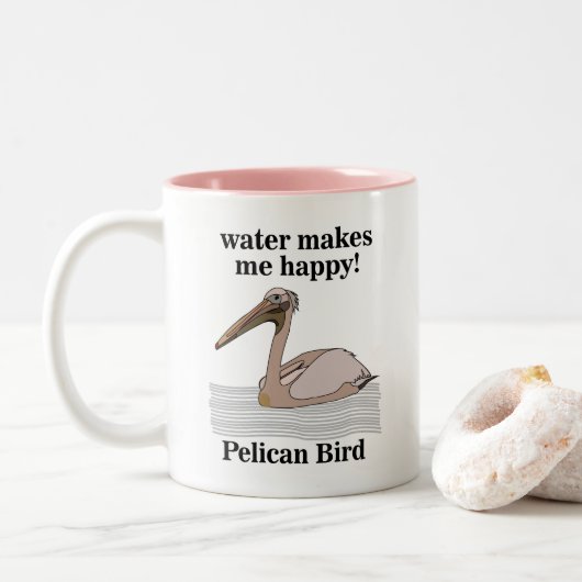 Pelikaanvogel Tweekleurige Koffiemok (Met donut)