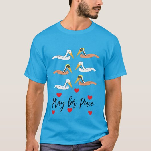 Pelikanen bidden voor vrede:  t-shirt (Voorkant)