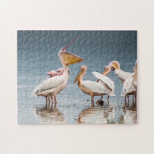 Pelikanen bij het meer van Puzzle Legpuzzel (Horizontaal)