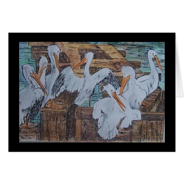 pelikanen bij Rockport, TX (Voorkant Horizontaal)