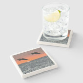 Pelikanen bij Sunset Drink Coasters Stenen Onderzetter (Zijkant)