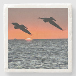 Pelikanen bij Sunset Drink Coasters Stenen Onderzetter