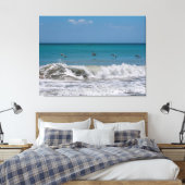 Pelikanen boven de Atlantische Oceaan Canvas Afdruk (Insitu (Slaapkamer))