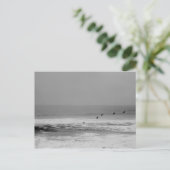 Pelikanen en golven in zwart-wit Briefkaart (Staand voorkant)