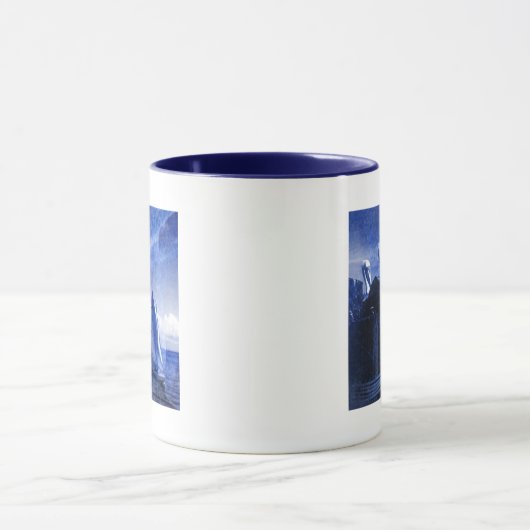 Pelikanen in blauw mok (Midden)